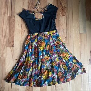 Voila for Anthropologie silk blend Floral Boho Dress